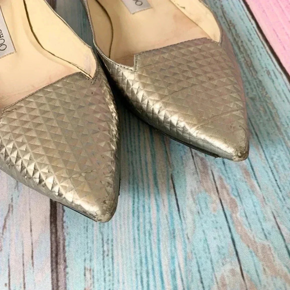 Jimmy Choo silver pointy flats - Picture 4 of 14